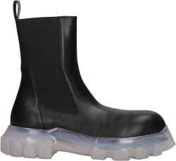Rick Owens Black And Clear Sole Beatle Tractor Bozo Boots