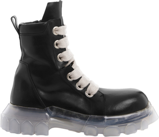 Rick Owens Black And Clear Sole Boots