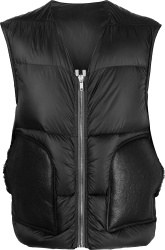 Black Shearling-Pocket Puffer Vest