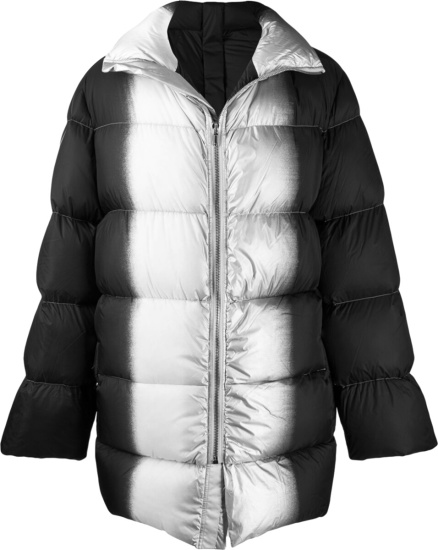 Rick Owens Black And Silver Puffer Coat