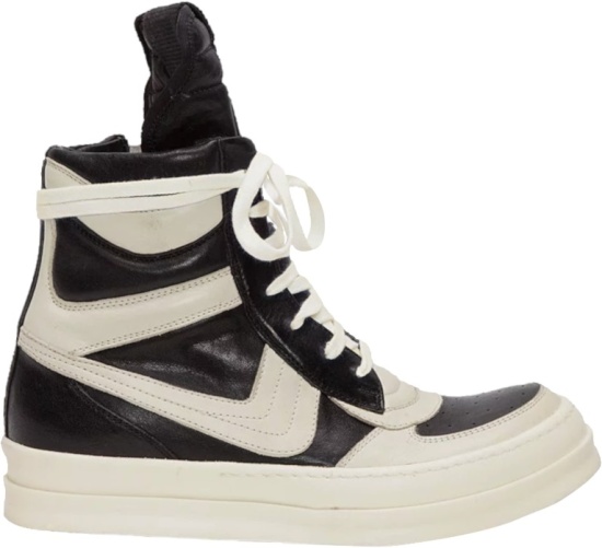 Rick Owens Black And White High Top Dunks Sneakers