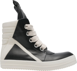 Rick Owens Black And White Jumbolace Geobasket Sneakers