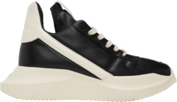 Rick Owens Black And White Leather Geth Sneakers