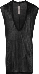 Rick Owens Black Deep V Neck Sleeveless T Shirt