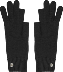 Rick Owens Black Knit 3 Finger Touch Screen Gloves