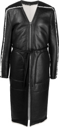 Rick Owens Black Leather And Shearling Klaus Coat