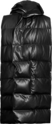 Rick Owens Black Leather Down Sleeveless Coat