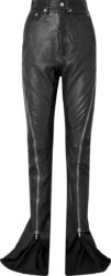 Black Leather Full-Zip 'Bolan Bandana' Pants