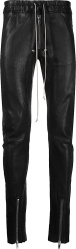 Rick Owens Black Leather Gary Drawstring Skinny Pants