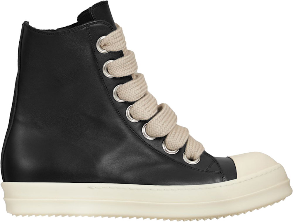 Rick Owens Black Leather Megalace High-Top Sneakers | INC STYLE
