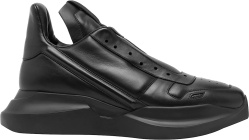 Rick Owens Black Leather Low Top Geth Runner Sneakers