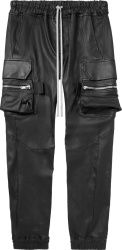 Rick Owens Black Leather Mastodon Cargo Pants
