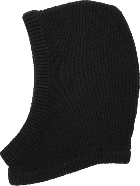 Rick Owens Black Ribbed Knit Hood Hat