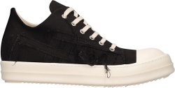 Rick Owens Black Slashed Canvas Low Top Sneakers