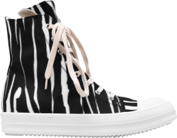 Rick Owens Black White Zebra Print High Top Sneakers