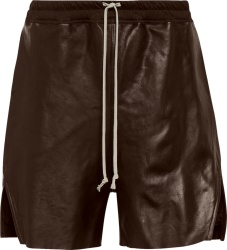 Rick Owens Brown Leather Boxing Shorts