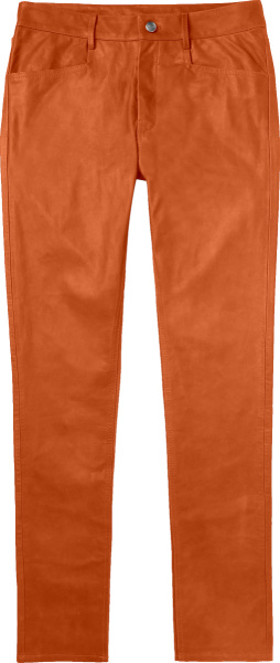 Rick Owens Burnt Orange Leather Tyrone Pants