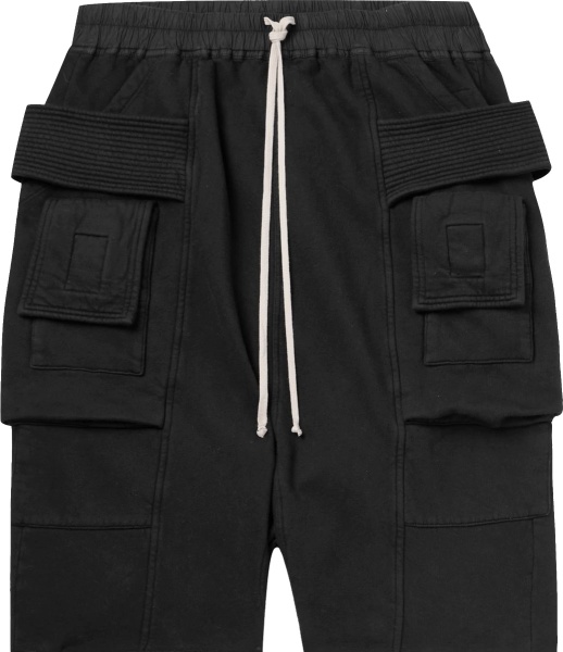 Rick Owens Drkshdw Black Drawstring Cargo Pocket Drop Crotch Shorts