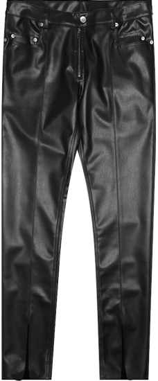 Rick Owens Drkshdw Black Leather Slit Cut Tyrone Pants
