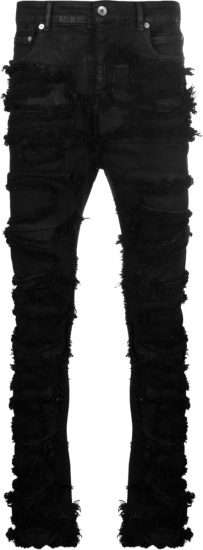 Rick Owens Drkshdw Black Shredded Detroit Jeans