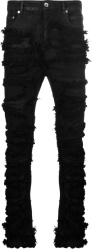 Rick Owens Drkshdw Black Shredded Detroit Jeans