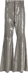 Rick Owens Grey Sequin Bolan Flared Pants