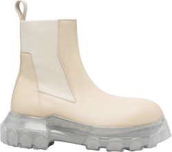 Rick Owens Ivory Leather Beatle Bozo Tractor Boots