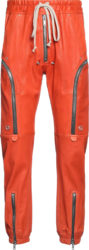 Rick Owens Orange Leather Bauhaus Cargo Pants