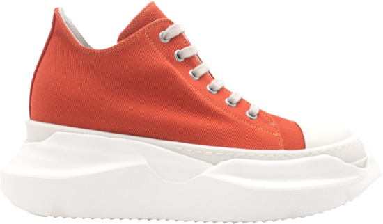 Rick Owens Orange Low Top Abstract Sneakers