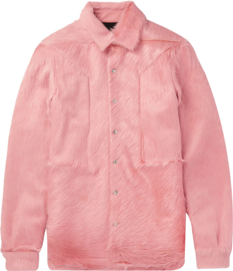 Rick Owens Pink Pony Hair Fur Shirt Jacket