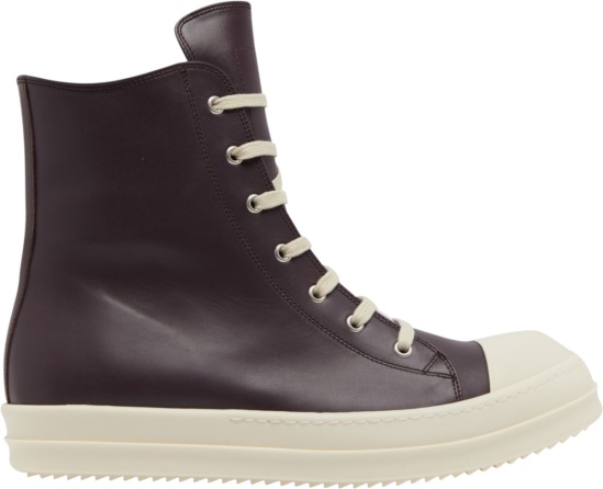 Rick Owens Purple Leather High Top Sneakers