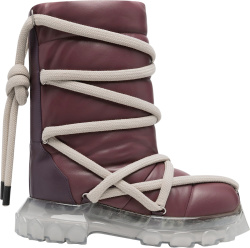 Rick Owens Purple Leather Padded Jumbo Megalace Lunar Tractor Boots