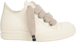 Rick Owens White Leather Jumbolace Low Top Sneakers