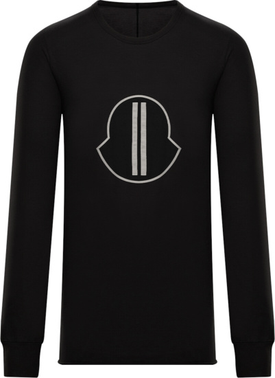 Rick Owens X Moncler Oversized Black Logo Long Sleeve T Shirt