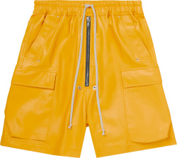 Rick Owens Yellow Leather Cargo Shorts