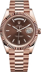 Rolex Rose Gold And Brown Diamond Patterned Day Date 228235