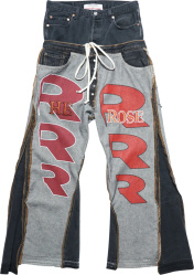 Rrr123 Blue Flared Leg And Red R Logo Jeans