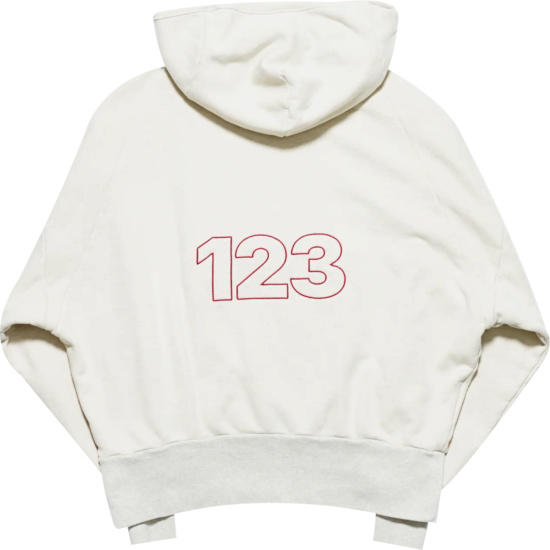 Rrr123 Cream And Red Gnostic Print Hoodie