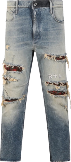 Rta Washed Blue And Red Patch Bryant Vintage Jeans