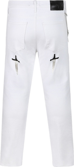Rta White Knee Logo Dagger Print Jeans