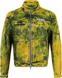 Yellow Acid Denim Moto Jacket