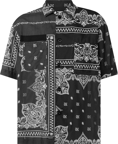 Sacai Black Bandana Patchwork Print Shirt