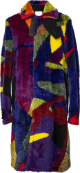 Sacai X Kaws Multicolor Colorblocked Faux Fur Coat