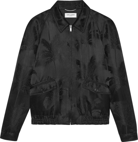 Saint Laurent Black Palm Tree Satin Jacket