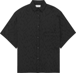 Saint Laurent Black Oversize Shirt In Matte And Shiny Silk