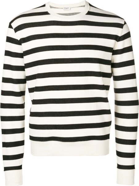 Saint Laurent Black And White Striped Sweatshirt