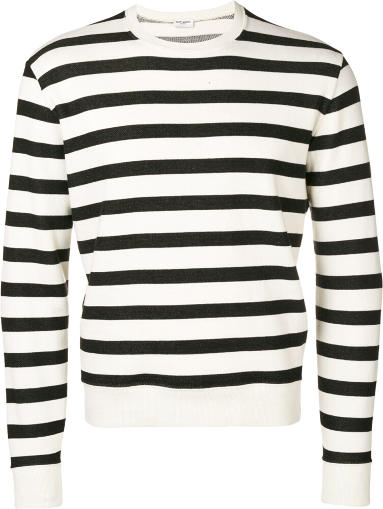 Saint Laurent White & Black Striped Sweatshirt | INC STYLE