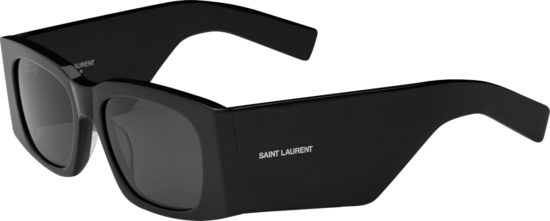 Saint Laurent Black Chunky Oversized Small Logo Rectangular Sunglasses