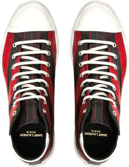 Saint Laurent Black Red Glossy Bedford Sneakers