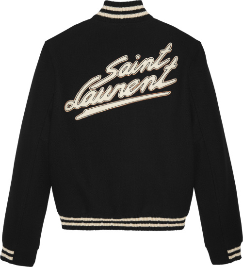 Saint Laurent Black Signature Logo Teddy Jacket